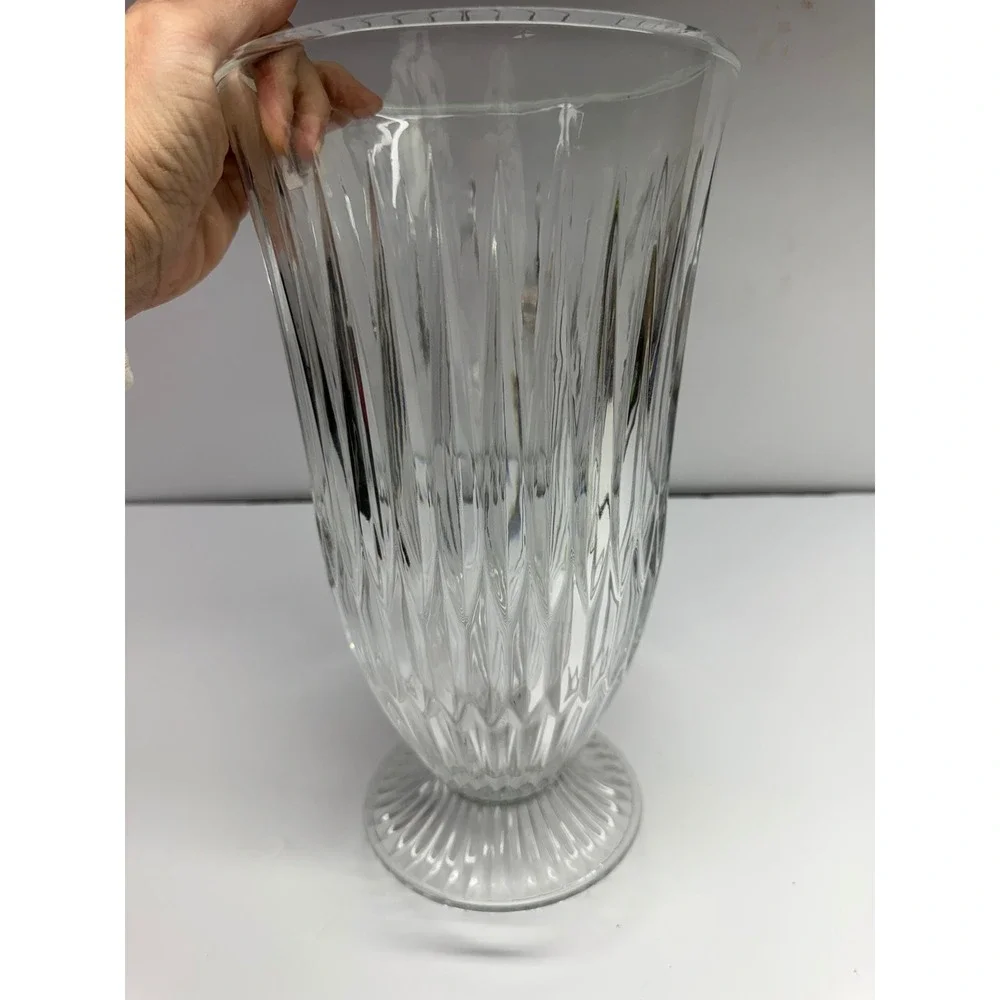 Mikasa Capella 12 Inch Crystal Vase Clear Ribbed Pedestal Base 5093285